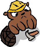 beaver with a construction hat on with a hammer
